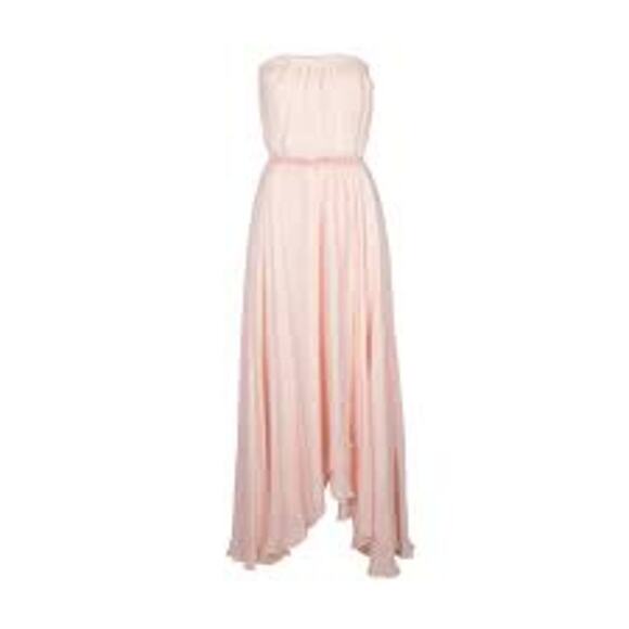 HAUTE HIPPIE Long Chiffon Dress Maxi Gown Strapless Size XS Pink FEMININE BOHO - Picture 1 of 8